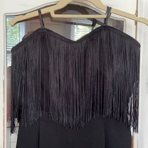 Jessica Simpson Black Jumpsuit Fringe Front Size M